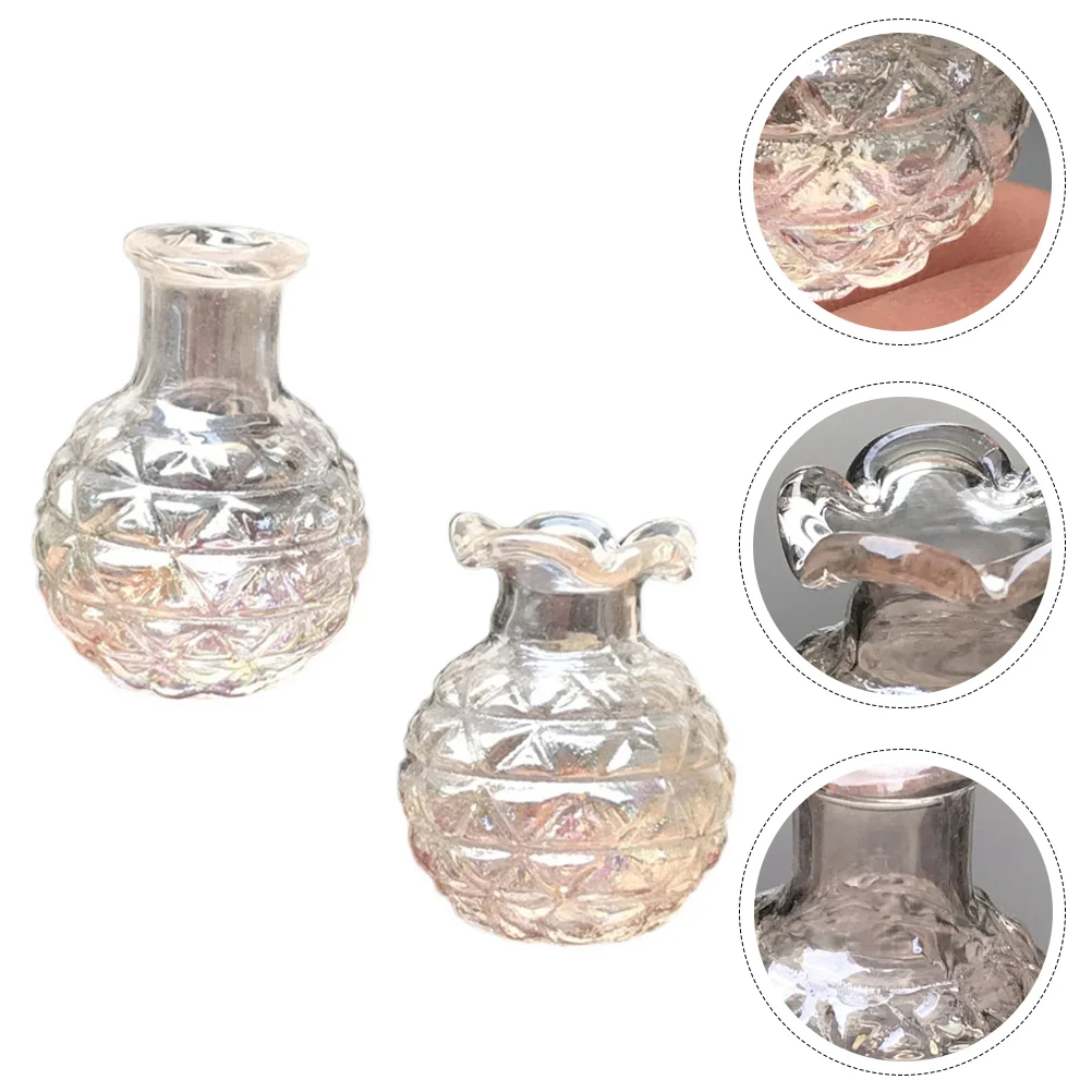 

2Pcs Mini House Adornments Decorative Mini Vases Scene Miniature Accessories