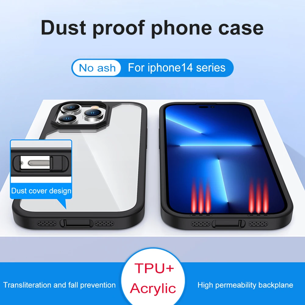 

Phone Case Dustproof Mobile Phone Protection Bumper Shell Anti-drop Shock Absorption for iPhone 14/14 Pro/14 Plus/14 Pro Max