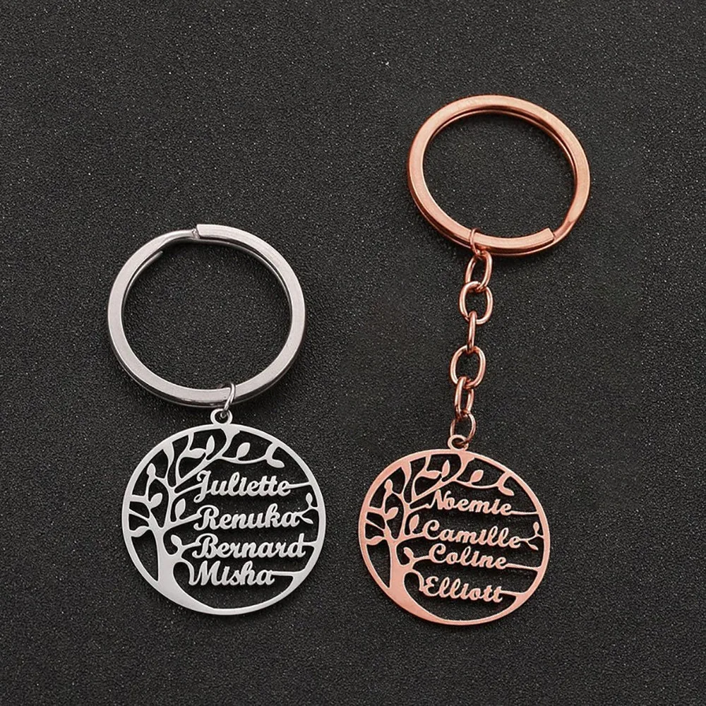 

Christmas Tree Of Life Custom Keychain With 1-6 Name Personalized Jewelry Family Member Key Ring The Best Gift For Mother Wife