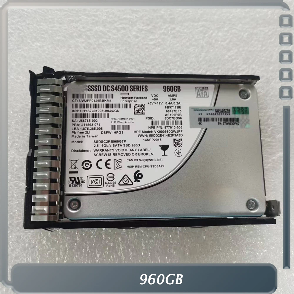 960GB For HPE 877013-003 S4500 SSD SATA3 SSDSC2KB