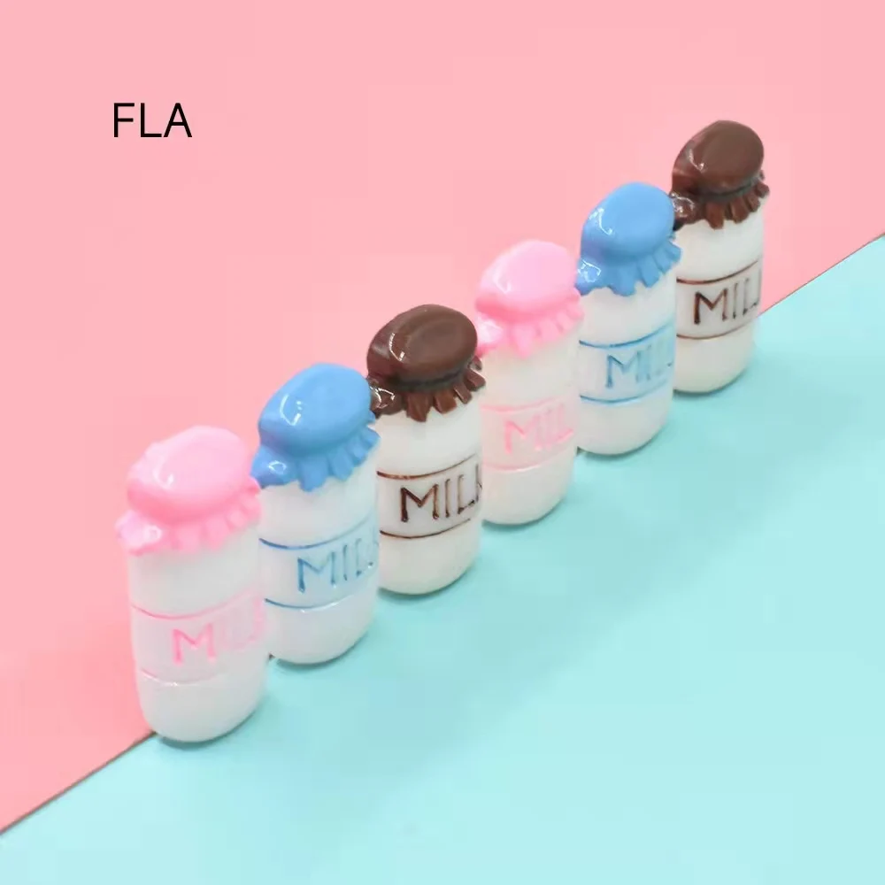 

10pcs/bag Resin Cute Baby Milk Bottle Mini Dollhouse Accessories Simulation For Home Miniature Food Play Decor Hair Decoration