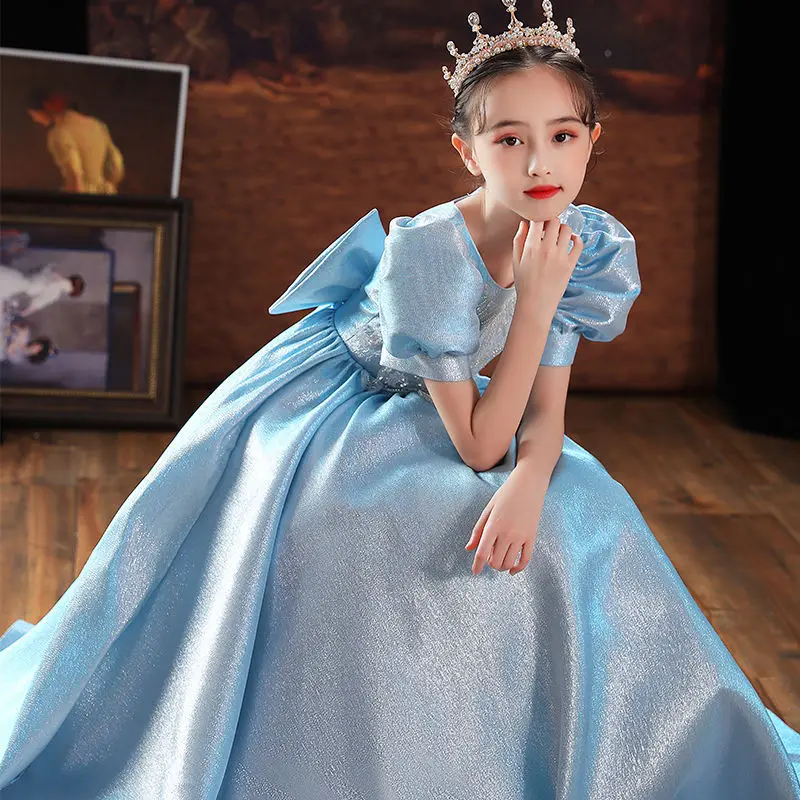 Elegant Birthday Dress For Girls Blue Quinceanera Communion Dresses For Girls Toddler Costumes For Girls 2022 Teen 8 10 14 Year