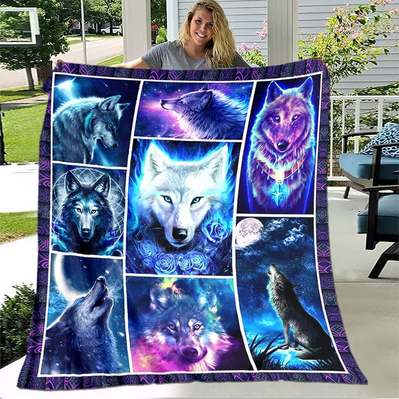 

Wolf Blanket Animal Flannel Blanket Super Soft Fleece Throw Blanket Lightweight All Seasons Warm for Couch Sofa Bedroom Quilt