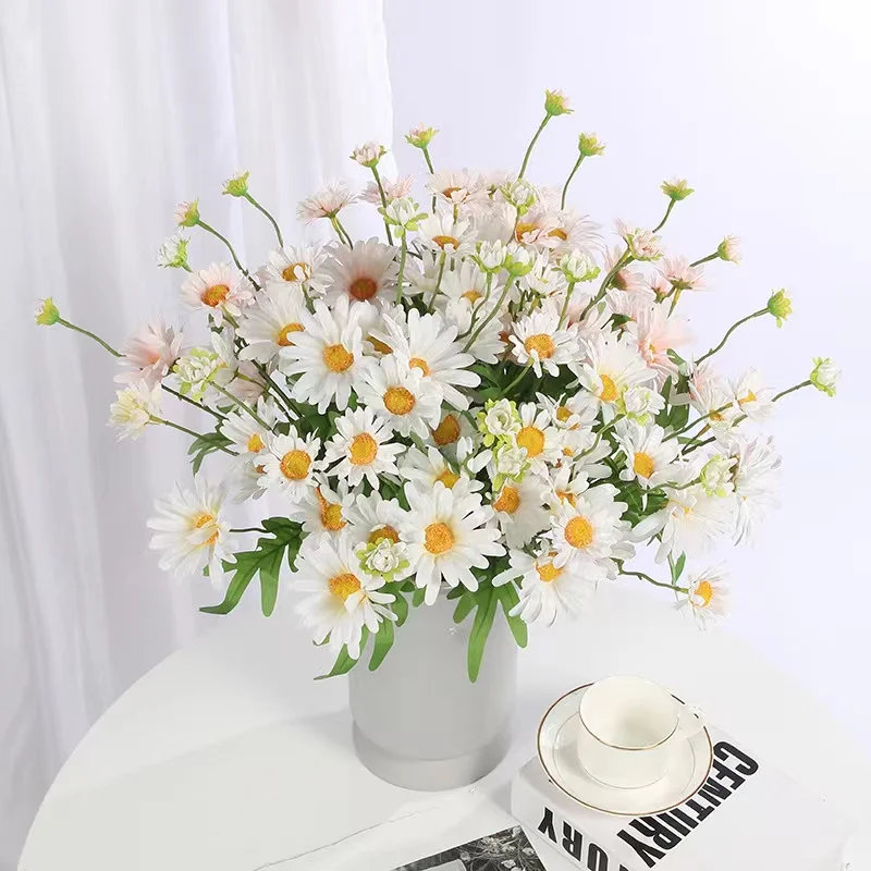 

6PCS Artificial Flowers Outdoors Fake Small Daisy Flower UV Resistant for Home Indoor Outside Planter Garden Wedding Vase Decor