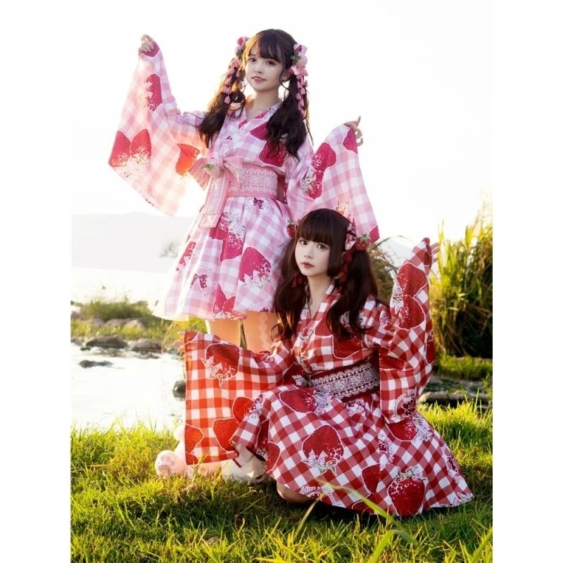 YUIPO – халат Lolita Japanonaise douce et mignonne роза imprimé fraise Kawaii JSK