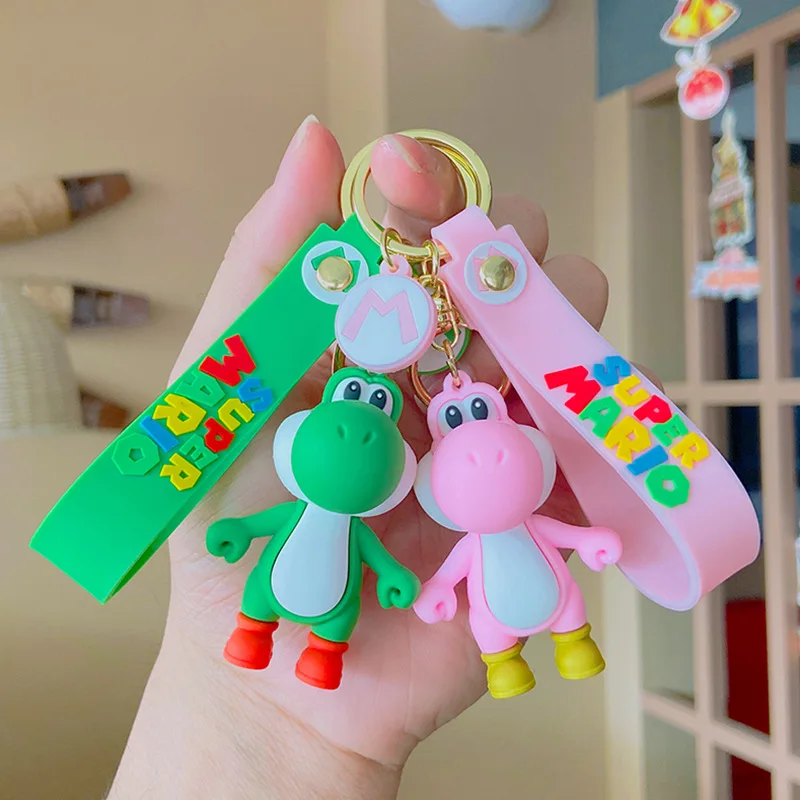 

Super Mario Bros Anime Figures Mario Yoshi Dolls KeyChain Bag Car Pendant Ornament Key Ring PVC Cartoon KeyChain Toys Kids Gifts
