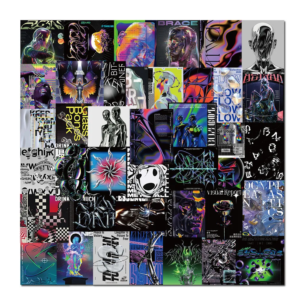 

40PCS Cool Graffiti Psychedelic design Stickers Travel Luggage Guitar Fridge Laptop Classic Toy Decal Waterproof Sticker