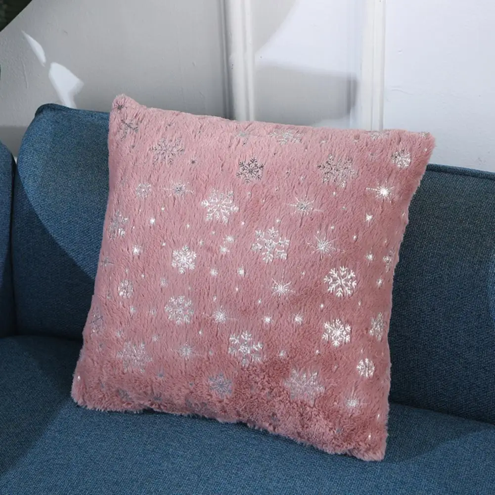 

PP Cotton Xmas Throw Pillow Cover Washable Non-Fading Durable 43x43cm Christmas Pillow Cover Embroidered Snowflake