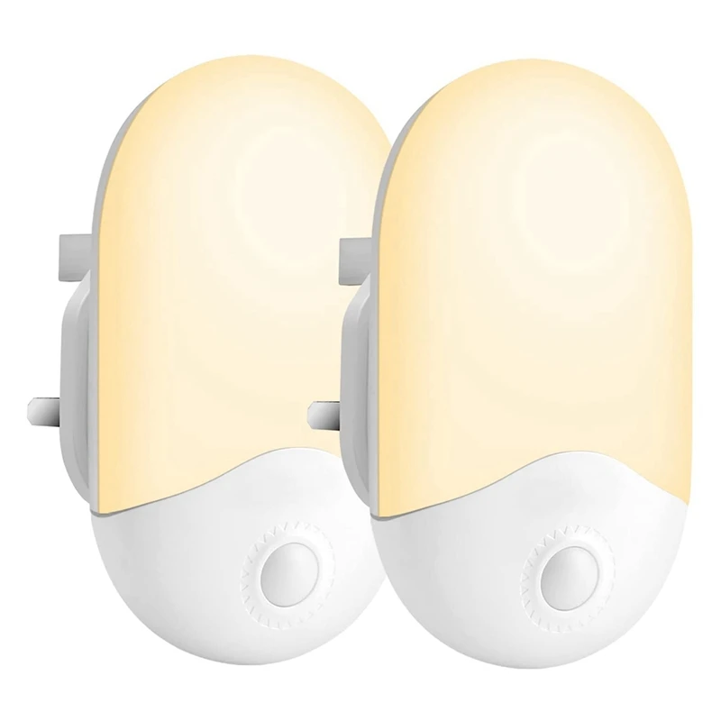 

2 Pack LED Night Light, Night Lights Plug In Walls With Dusk To Dawn Photocell Sensor, Warm White Night Lighting UK Plug