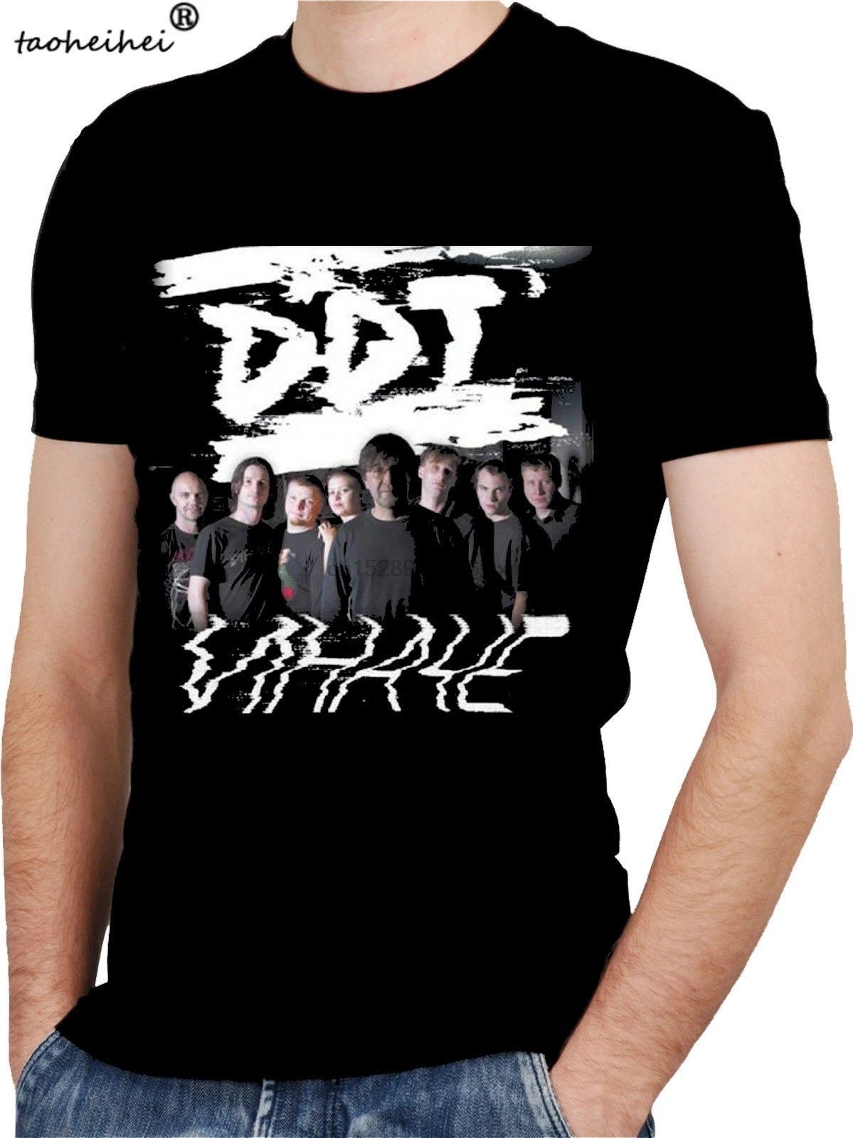 Новинка черная футболка DDT BAND с надписью на русском языке рок-группы английском