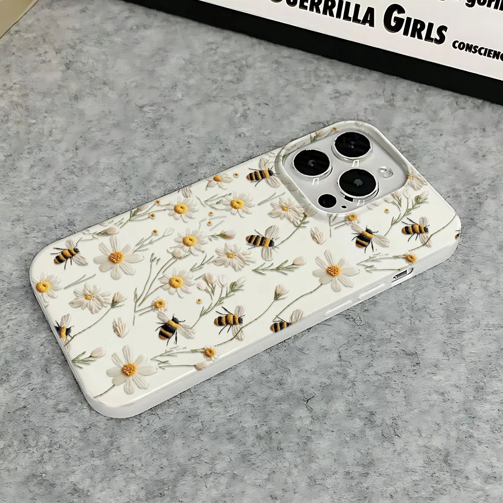 Фото Чехол с ромашками и пчелами для iPhone 17, 16, 15, 14, 13, 12, 11 Pro Max, ударопрочный мягкий чехол для телефона 13 Pro Max, 15, 16, 17 Air №5