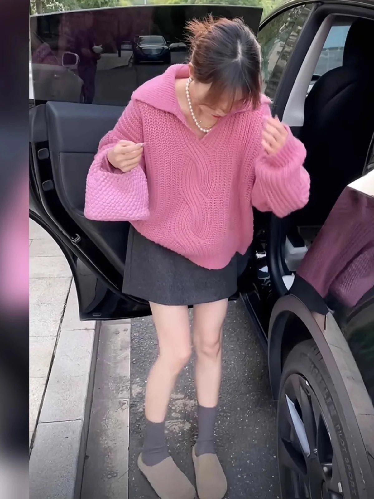 Корейская серия Idle Sle высококачественный розово-красный вязаный свитер женский