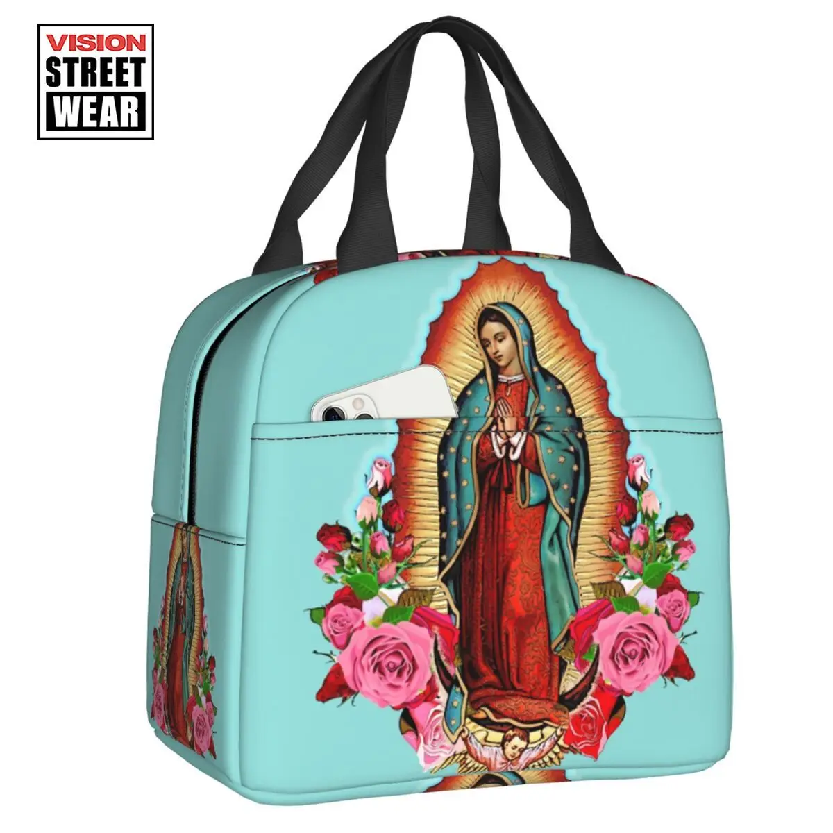 

Новинка 2023 г., термо-изолированные ланч-пакеты Дева Мария Гуадалупе, мексиканская католическая св., многофункциональная сумка-тоут для ланча, коробка для еды