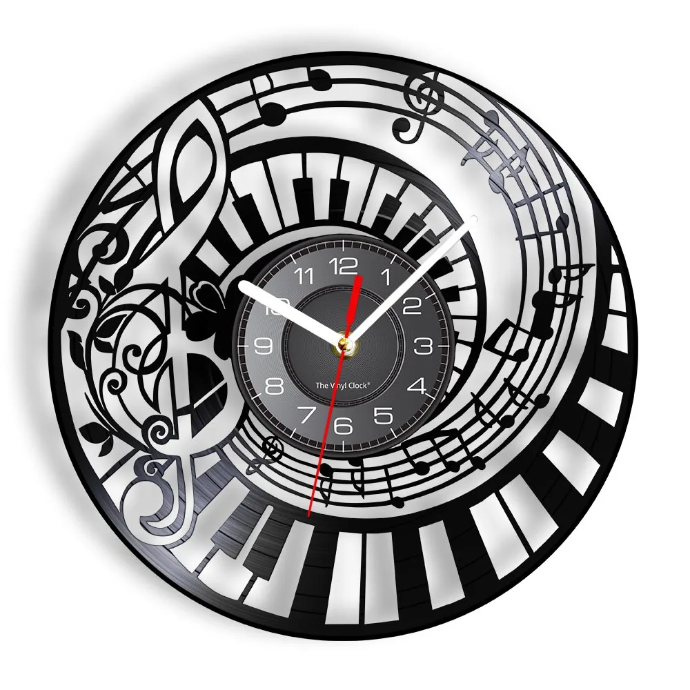 

Настенные часы с музыкальной нотой, Скрипичный ключ, виниловая запись, классическая музыка, домашний декор, подарок