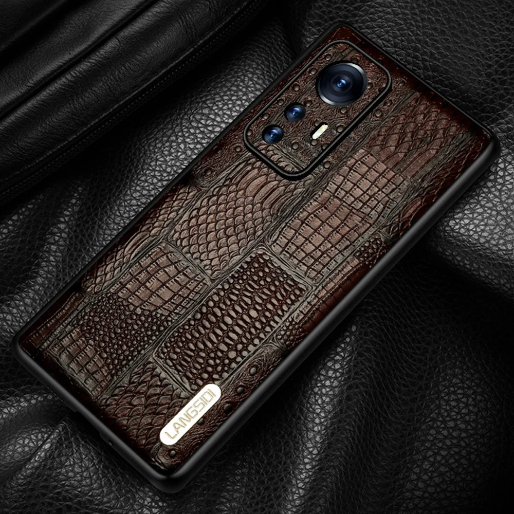 

LANGSIDI Cow Genuine Leather Phone case for Xiaomi 12 PRO 12X 11T pro Full Camera Protection cover For POCO F5 X4 pro GT M4 PRO