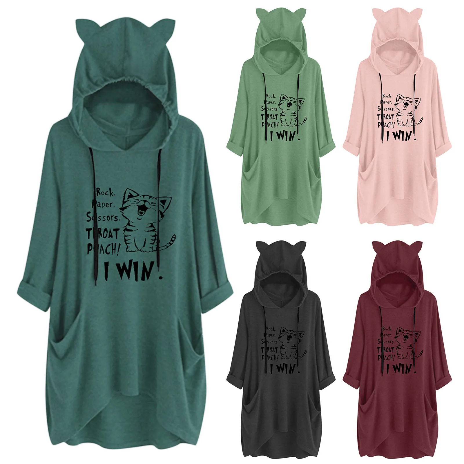

Sparkly Hoodies for Women Women Cute Print Drawstring Big Size Long Hooded Winter Zip up Hoodie Womens Sweatshirts And Hoodies