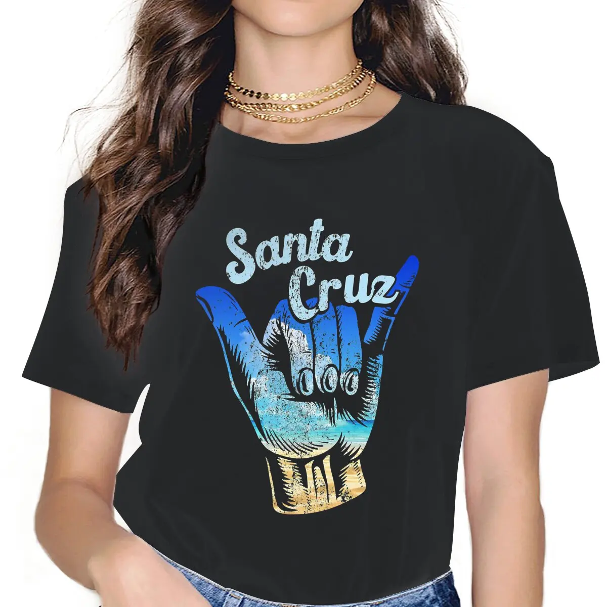 Surf Women Clothes Santa Bike Cruz Oversized T-shirt Goth Vi
