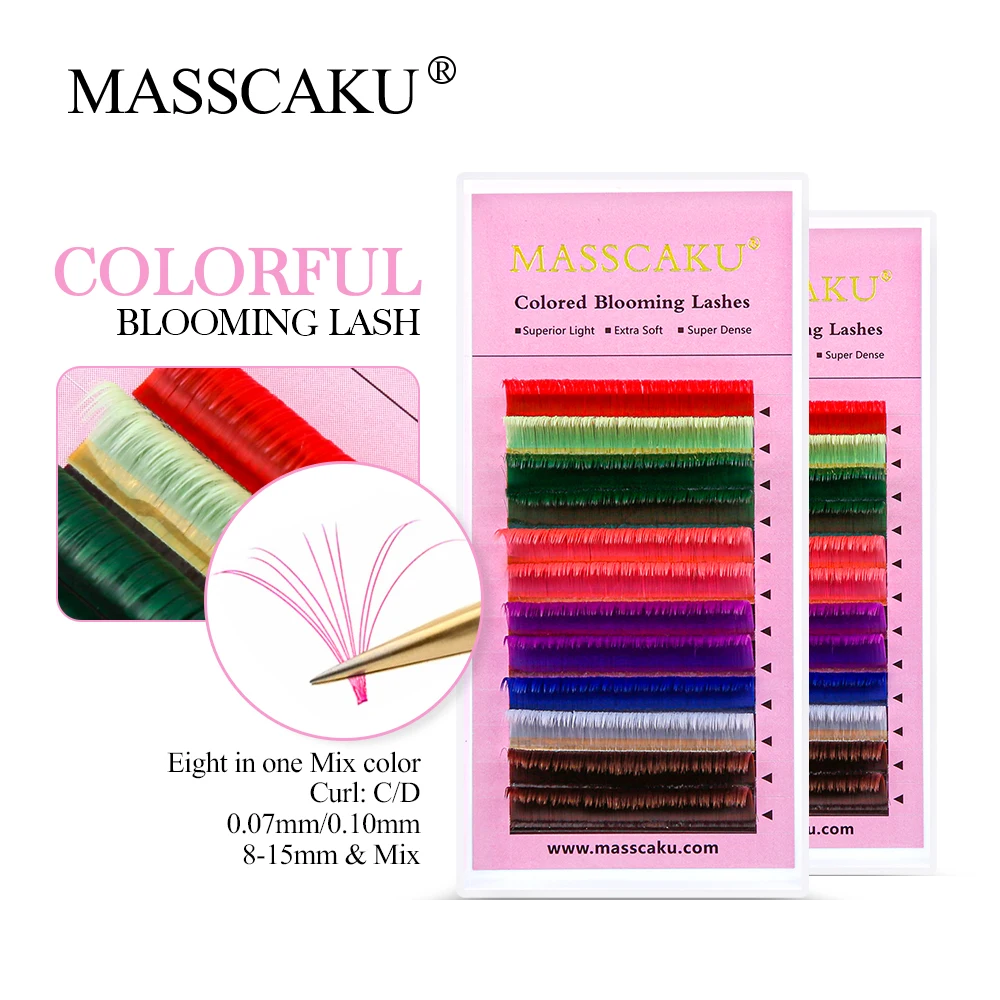 

MASSCAKU Easy Fanning Lashes Extensions Soft Silk Mega Volume Fans Eyelashes Russian volume Camellia Blooming Individual Lash