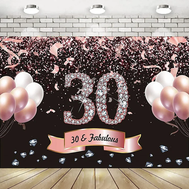 

30th Birthday Decorations Rose Gold Fabulous Photography Backdrop Supplies Background Banner Decoration Party Balloon Gift Lover