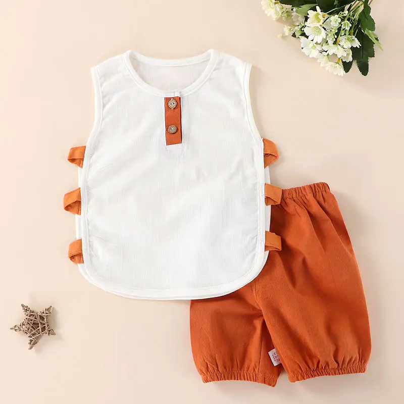 

[Super cool/Pipa clothing] 0-4 year old baby summer clothes male and female baby sleeveless T-shirt children's shorts set