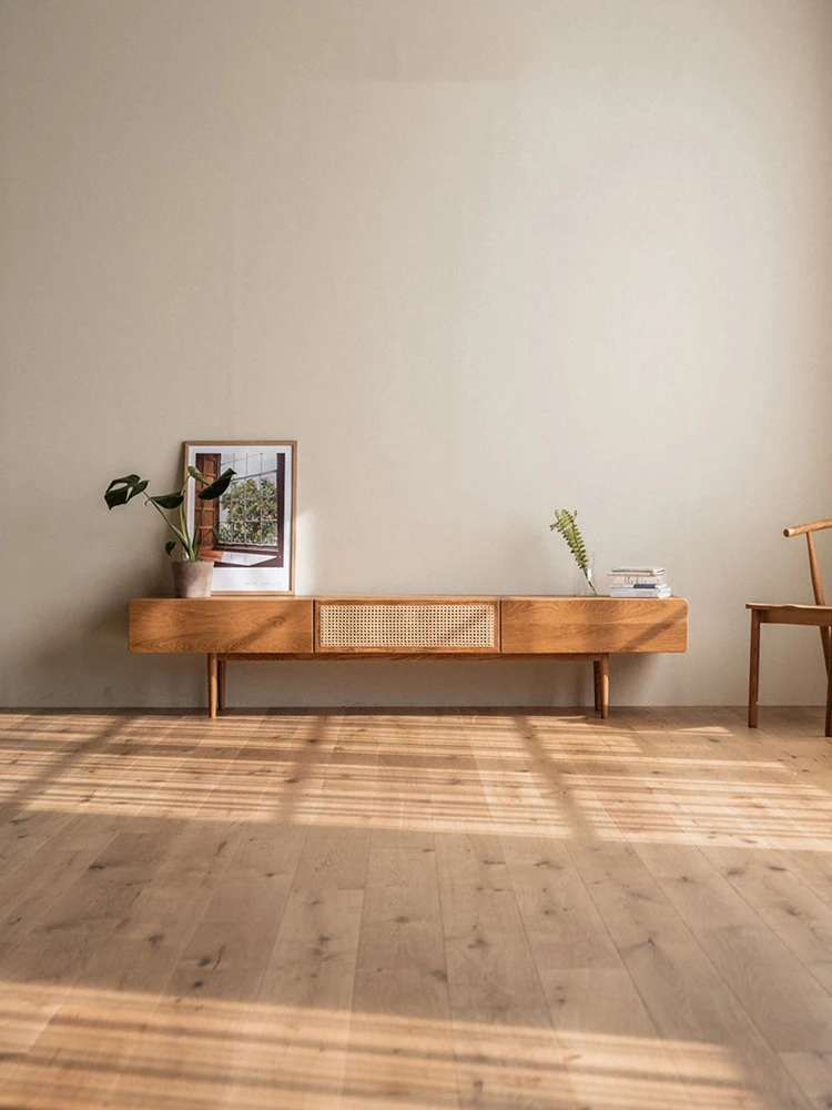 

Шкаф для телевизора Vine из массива дерева в стиле ретро, маленький шкаф для хранения в гостиной, из ясеня, простой и ультратонкий.