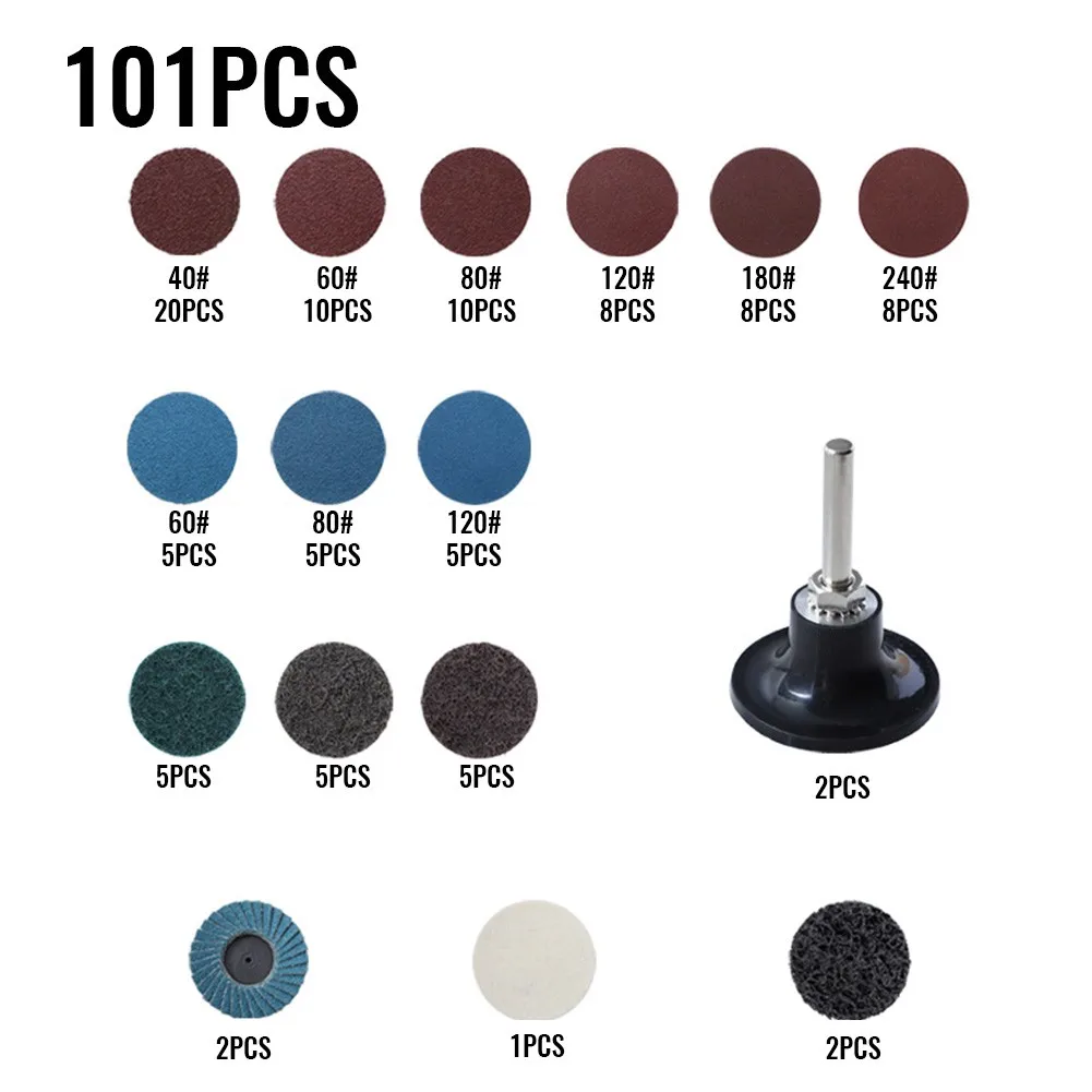 

40-240 Grits 101pcs 40-240# 2 Inch 40/60/80/120/180/240 Grits 40/60/80/120/180/240# 55mm Grinding Tool Nylon/Alumina