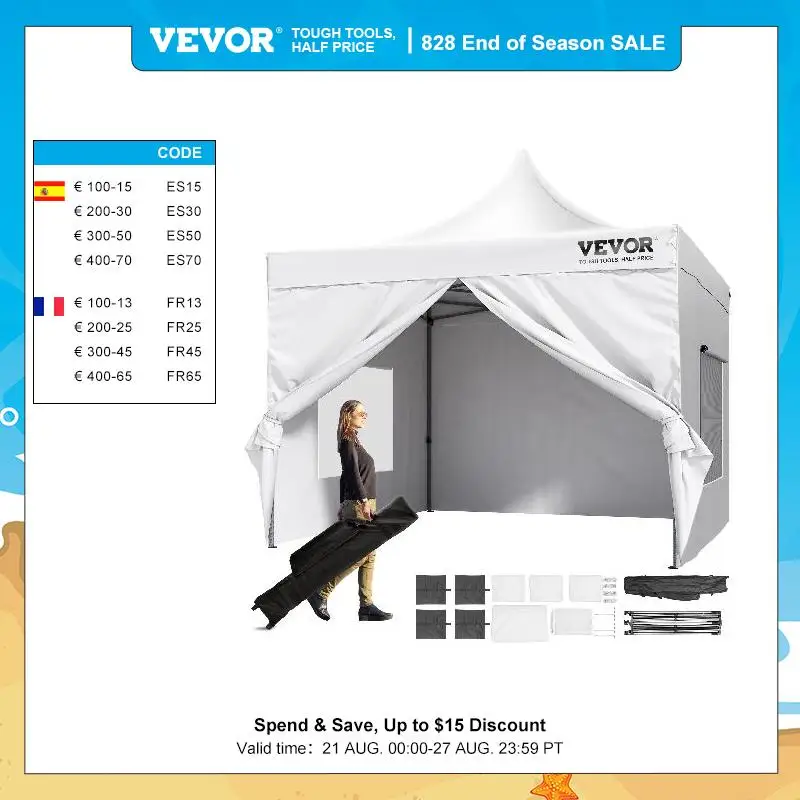 With Removable Sidewalls Portable Gazebo & Wheeled Bag  Uv R