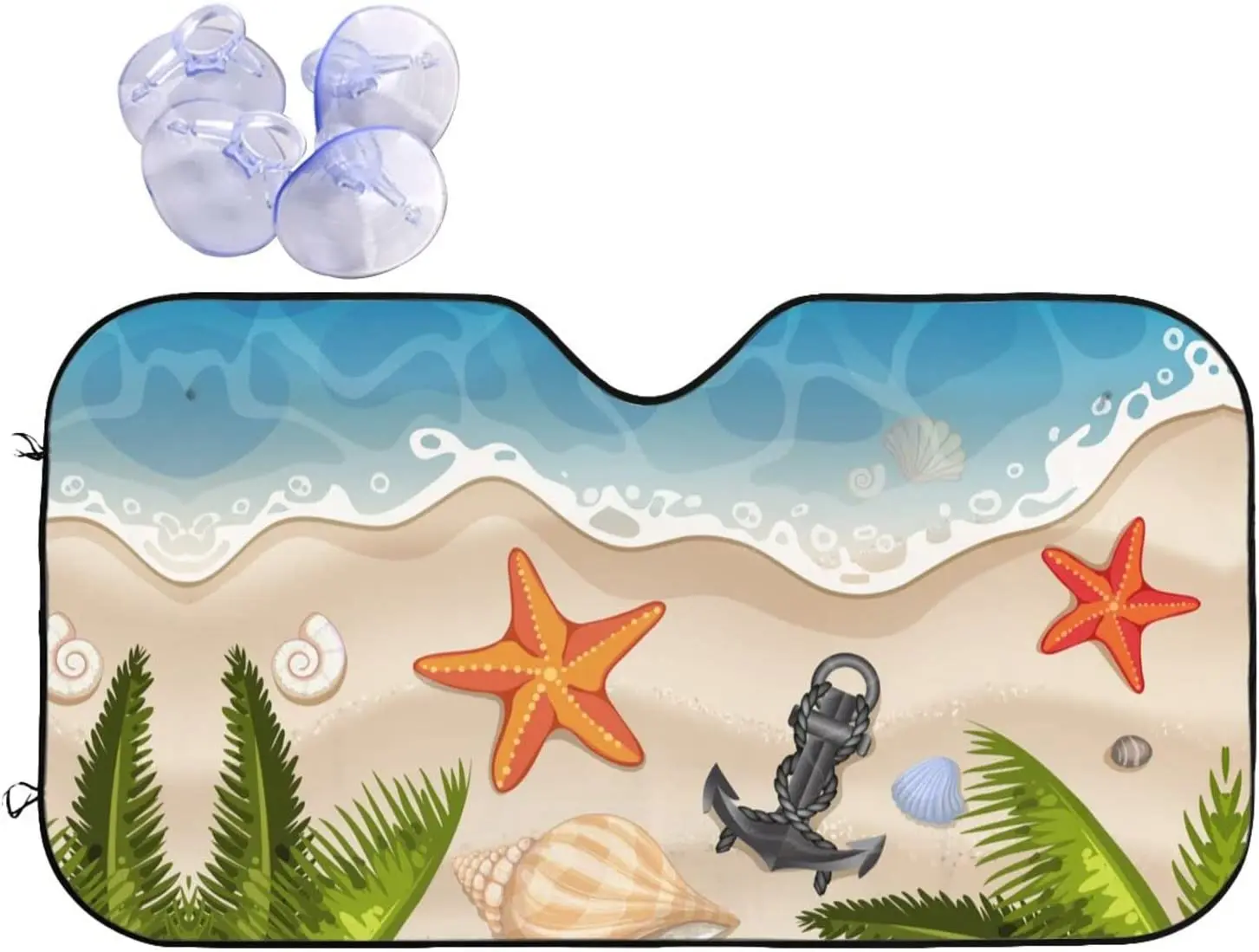 

Beach Seaside Car Windshield Sun Shade Visor,Seascape Car Sunshade Front Window Cover Folding Accordion Block Uv Sun Protector S
