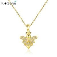 luoteemi crystal honey bee pendant necklace for women gold silver color new deal with free shipping for kids collares para mujer