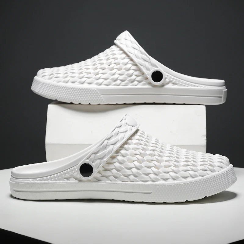 

Мужские летние пляжные шлепанцы, дышащие легкие сандалии, без застежки, с перфорацией, для воды, летняя обувь