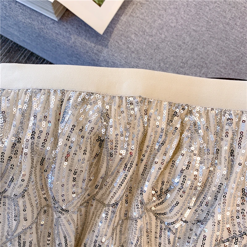 Тяжелая промышленная сетчатая юбка с жемчужинами и блестками 2023 новый дизайн