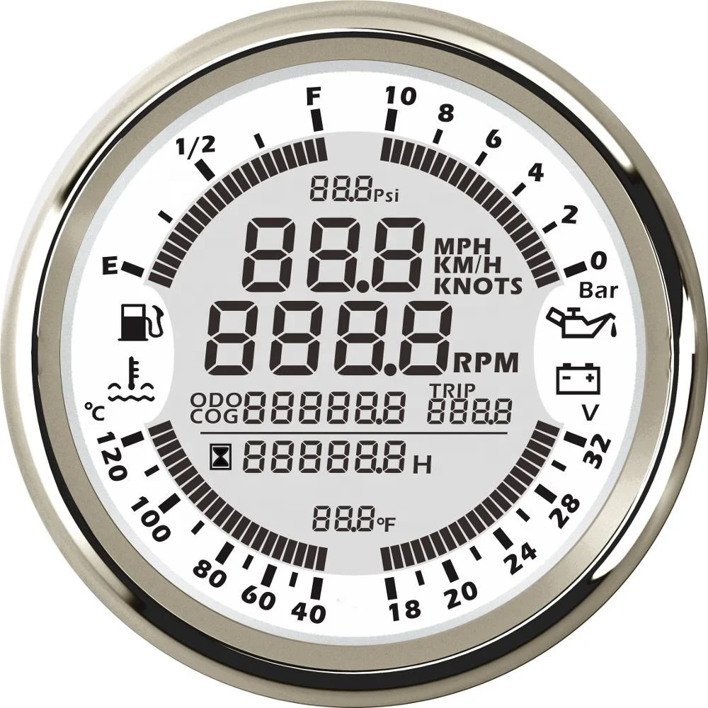

85mm Digital Multi-function Gauge 10Bar Oil Pressure 24V Voltage Diesel Engine Motorcycle GPS Speedometer Tacho RPM