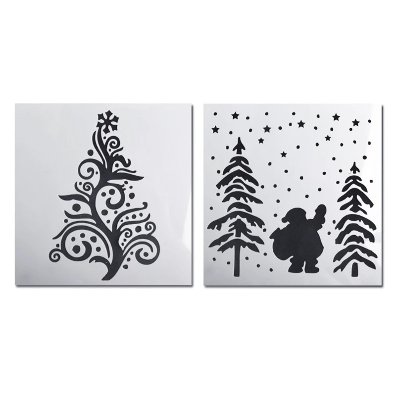 

Xmas Tree Stencils Painting Templates DIY Crafts Scrabooking Painting Gift 2Pcs