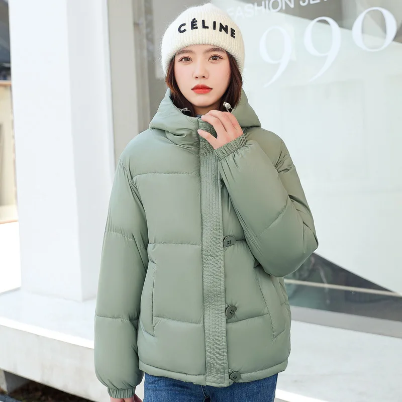 GRELLER Thicken Bread Coats Short Down Padded Coat Women's Korean Autumn Winter Coat Padded Jacket Women 2022 New Hooded Parkas