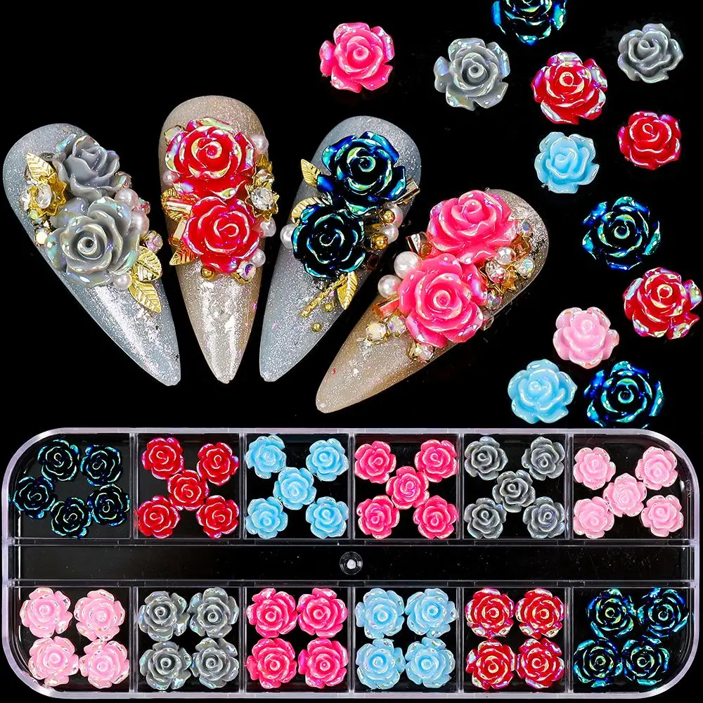 

1 коробка красочный пятилепестковый цветок Креп Миртл дизайн ногтей ювелирные изделия Милые простые искусственные аксессуары для ногтей