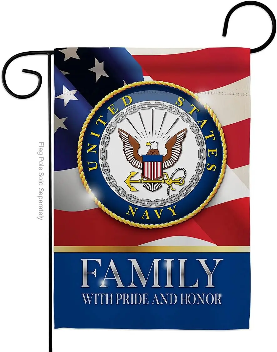 US Navy Family Garden Flag - Armed Forces USN Seabee United State American Military Veteran Retire Official House Decoration S