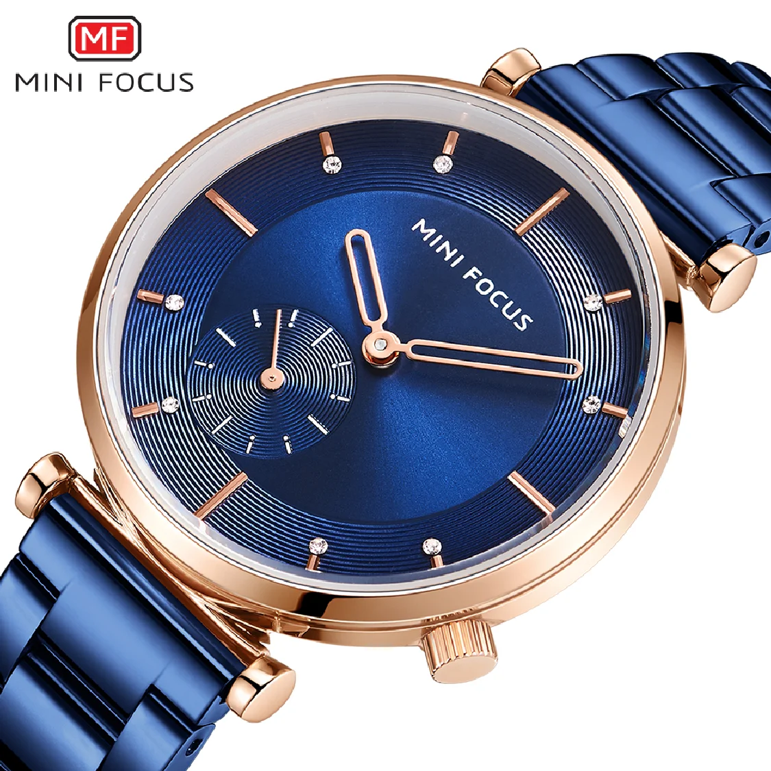 

MINI FOCUS New Blue Color Fashion Women Watch Waterproof Quartz Watches Ladies Stainless Steel Female Wristwatch Relogio