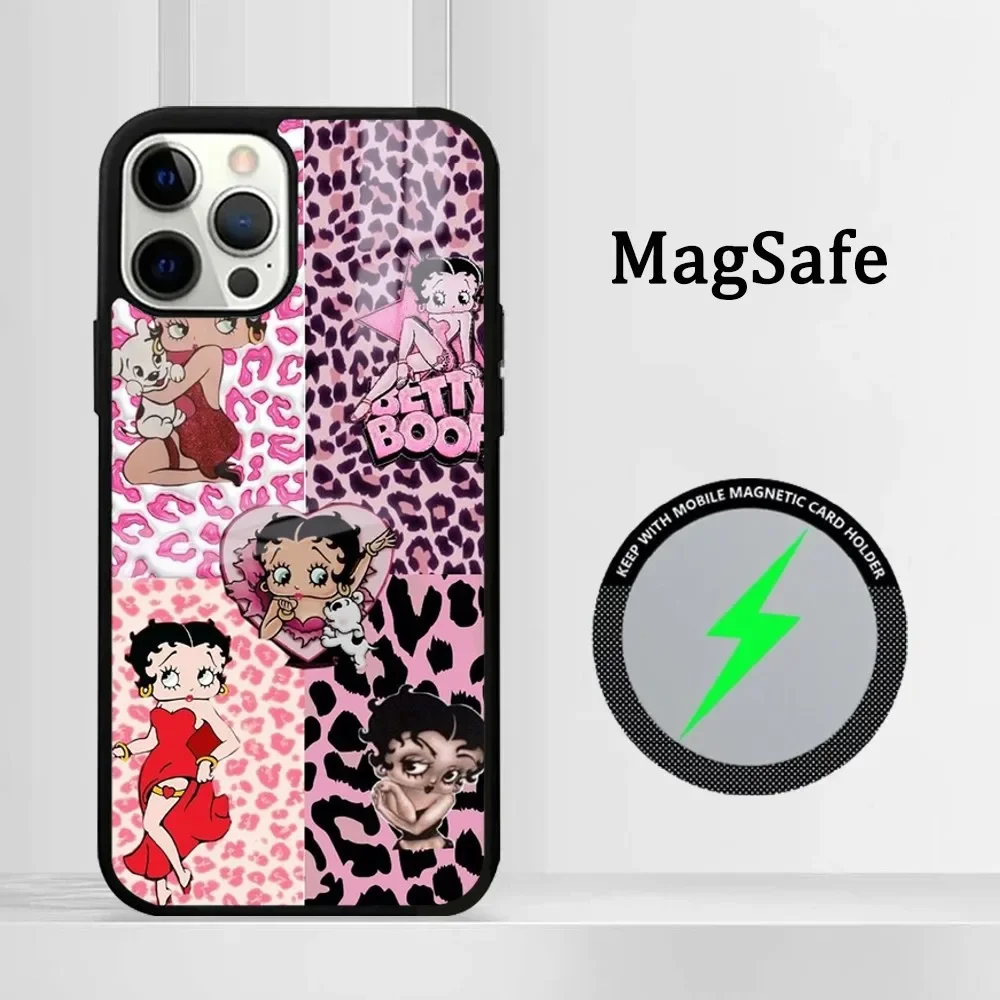 B-Betty-Y B-Boops-S Phone Case For iPhone 16 15 14 13 12 11 Pro Max Plus Mini Magsafe Mirror Wireless Magnetic Cover