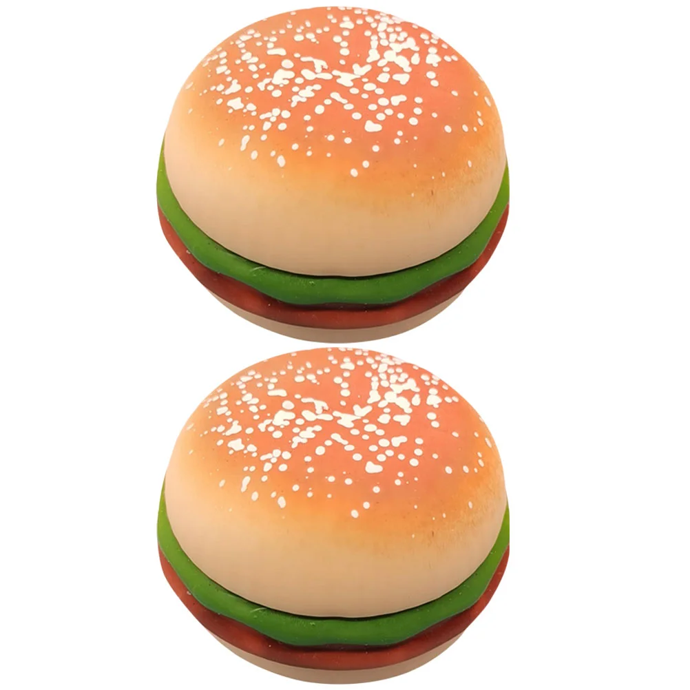

2 Pcs Unpack The Burger Office Squeeze Gift Anxiety Relief Shape Hand Sensory Playthings