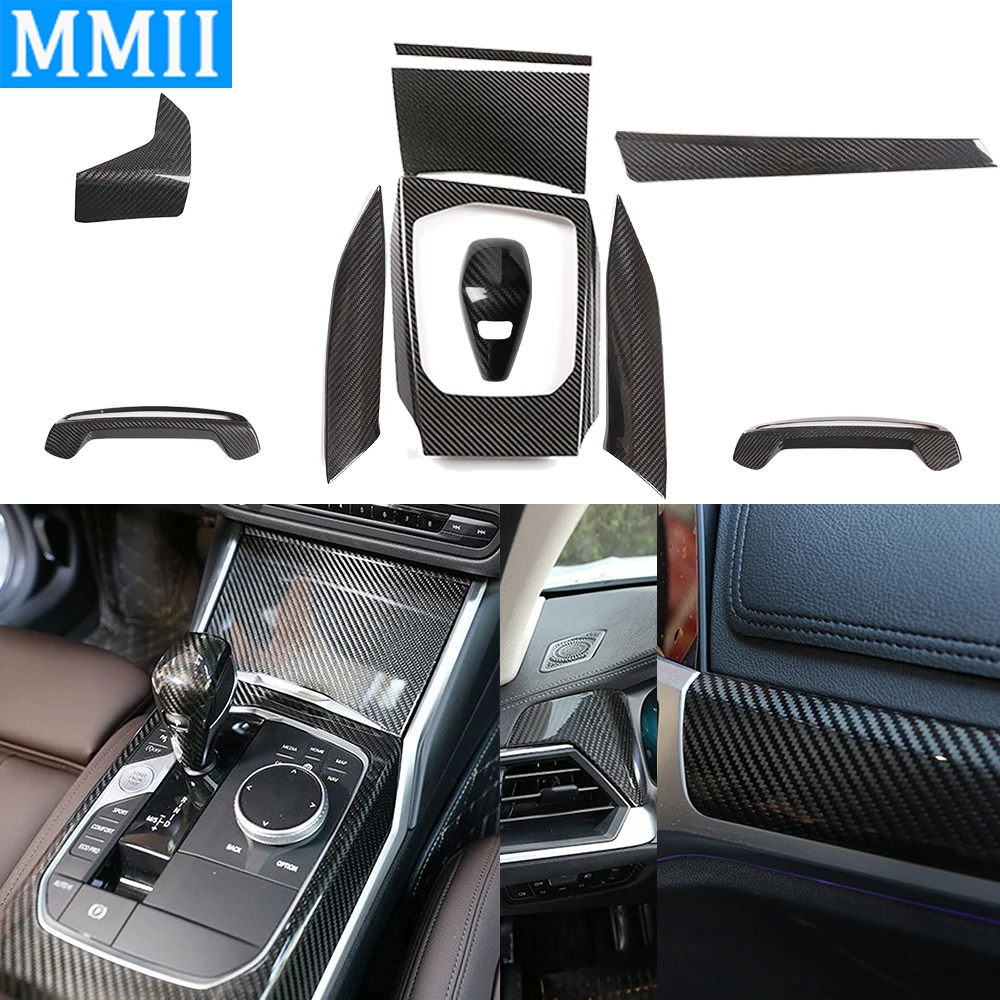 

Декоративная панель для автомобильной панели, углеродное волокно, для замены деталей 3 серии, G20, G28, 2020-2021, для приборной панели автомобиля