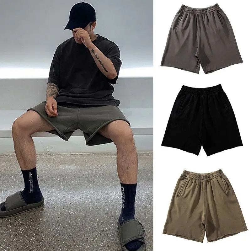 Kanye's Same SEASON6 Washed Old Shorts Men's Trendy Loose Summer Sports Casual Capris