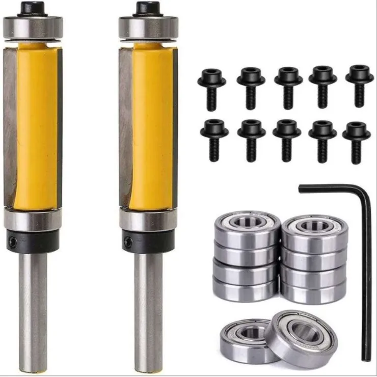 

1/4-Inch Shank Flush Trim Pattern Router Bit with Bearings Guide for Woodworking Cutter Tool shank shank shank