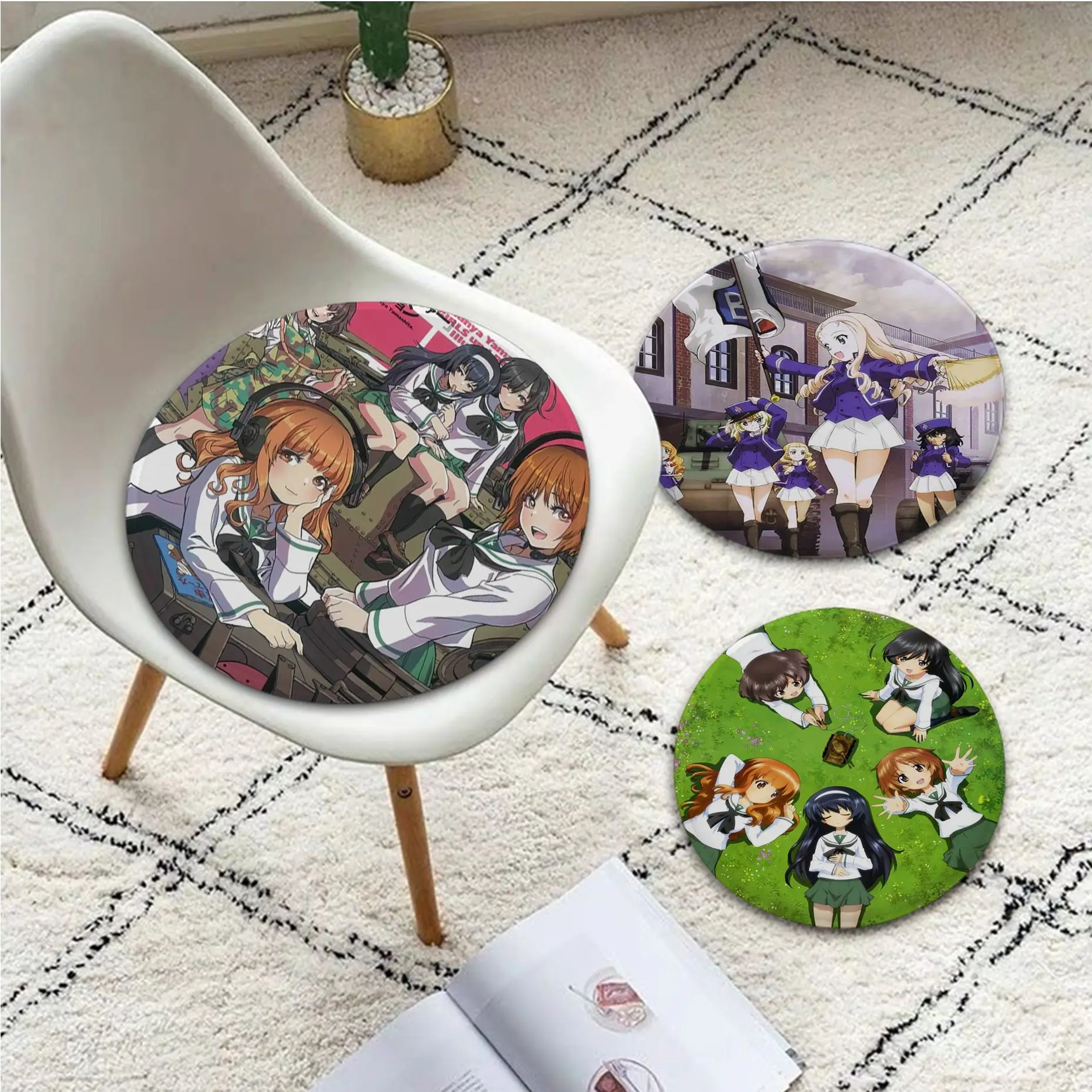 

Japanese Anime GIRLS Und PANZER Nordic Printing Chair Cushion Soft Office Car Seat Comfort Breathable 45x45cm Chair Mat Pad