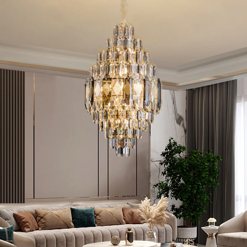 

Chandeliers Lights LED Luxury Staircase Long Hotel Lobby Villa rotating Staircase light Crystal light Duplex Large Pendant Lamp