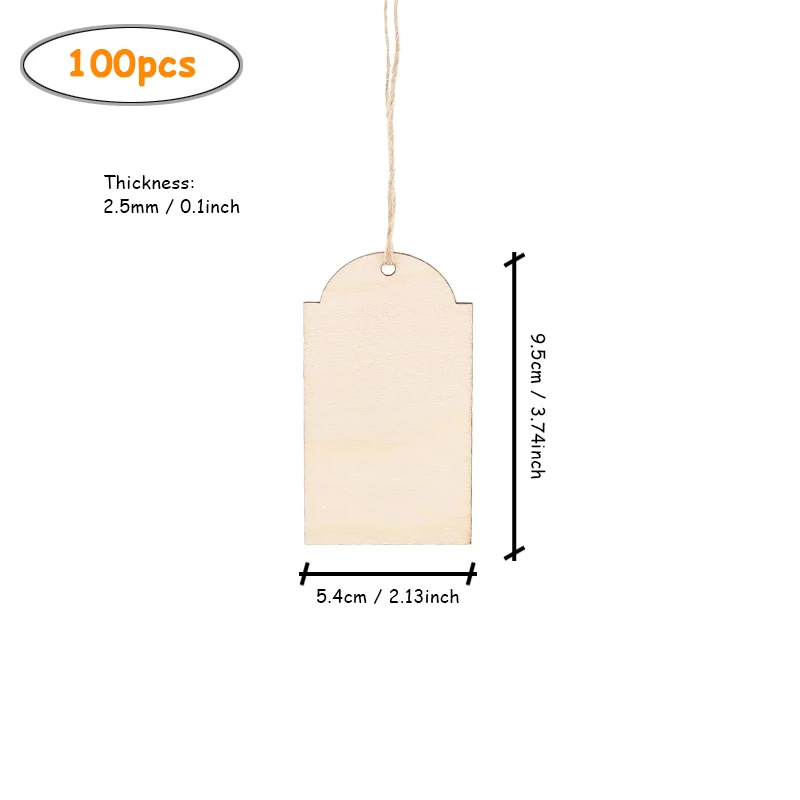 100 шт. необработанные деревянные бирки пустое дерево подвесные для рукоделия