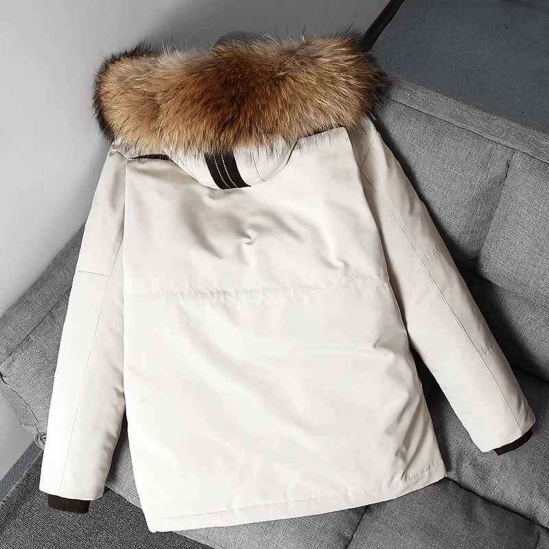 -30 Degree Winter Down Jacket Men 90% White Duck Down Parkas Coat Mid-length Large Fur Collar Male Thicken Coat Snow Overcoat