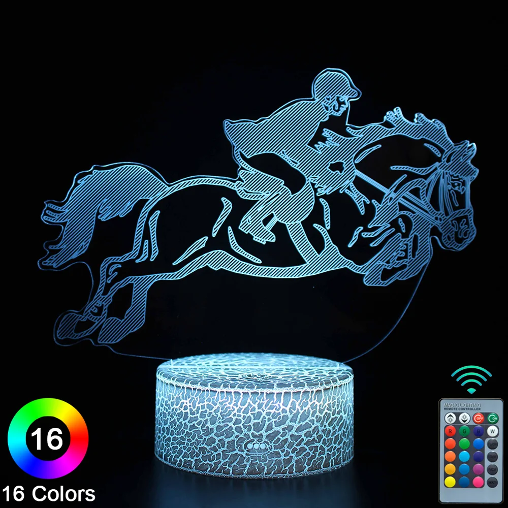 

Horse LED 3D Night Lights Touch Remote Control Novelty Table Desk Lamp Room Decor Christmas Birthday Gift -No.1076