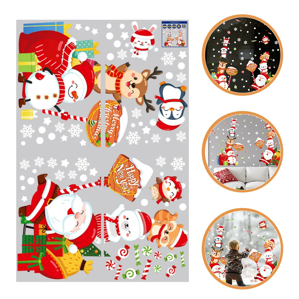 

Christmas Stickers Glass Window Clings Cartoon Shop Decal Decor Wall Decoration Decorative