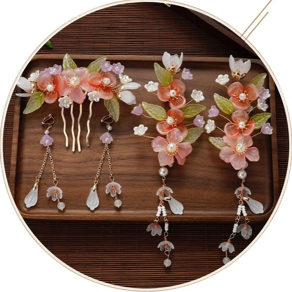 Набор заколок для волос в китайском стиле с кисточками серьги булочек палочка Hanfu