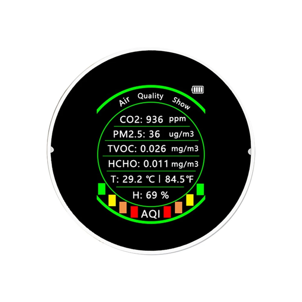 

7 в 1 измеритель качества воздуха PM2.5 CO2 TVOC HCHO температурный детектор двуокиси углерода Сигнализация белый